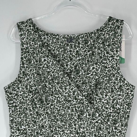 NWT LANDS END Dress Large Green White Floral Sleeveless Fit & Flare Garden Girl - Picture 6 of 16